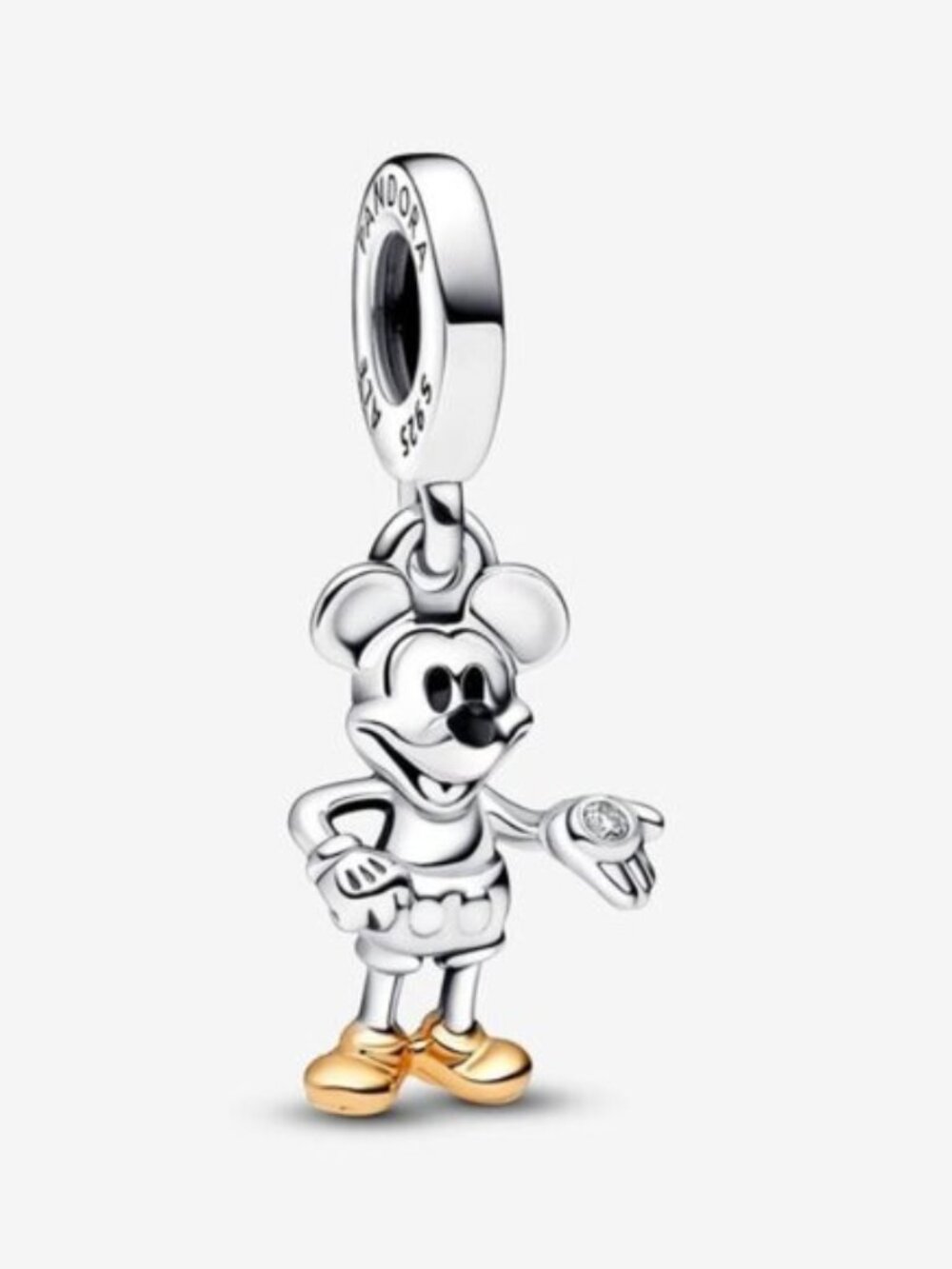 Authentic Disney 100th Anniversary Mickey Mouse Lab-Grown Diamond Dangle Charm
